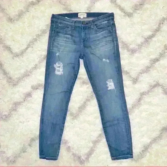 Current/Elliott The Stiletto 80s Distressed Mid Rise Jeans Womens 28 Medium Wash - Picture 3 of 13